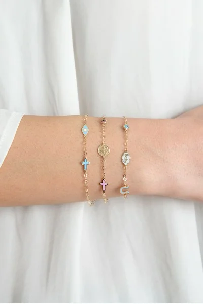 Βραχιόλι Χρυσό 9Κ Ματάκι Σταυρός