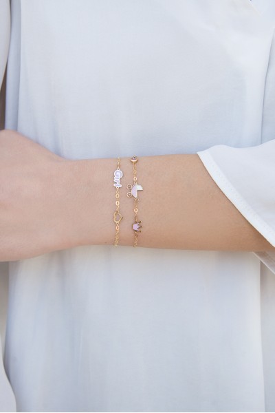 Βραχιόλι Χρυσό 9Κ Καρότσι Ροζ