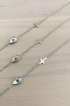 Βραχιόλι Λευκόχρυσο 9Κ Μάτι Σταυρός