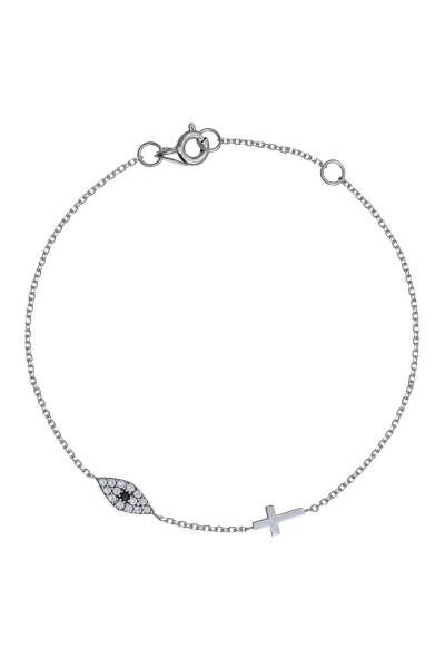 Βραχιόλι Λευκόχρυσο 9Κ Ματάκι Πετράτο