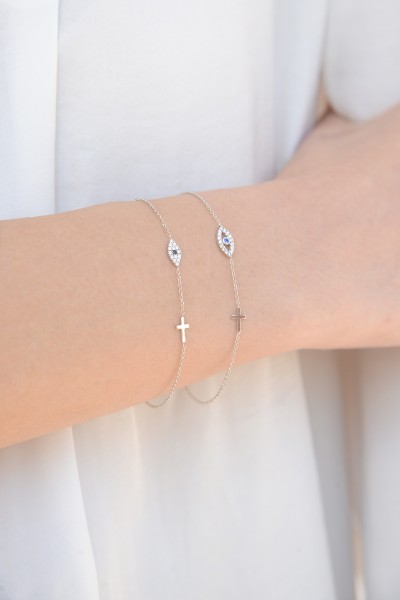 Βραχιόλι Λευκόχρυσο 9Κ Ματάκι Πετράτο