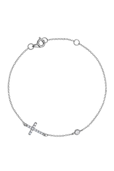 Βραχιόλι Λευκόχρυσο 9Κ Dot Cross