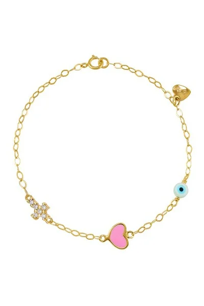 Βραχιόλι Χρυσό 9Κ Καρδιά Ματάκι