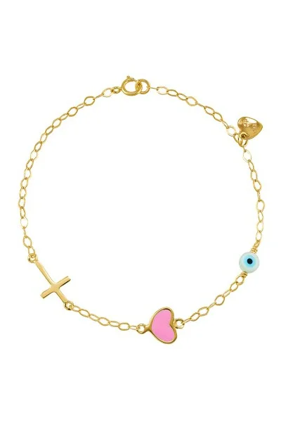 Βραχιόλι Χρυσό 9Κ Καρδιά Ματάκι