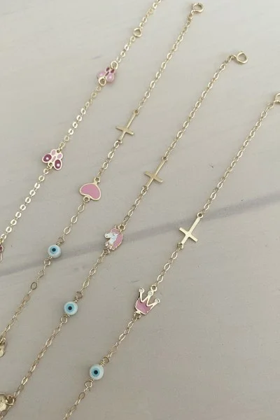 Βραχιόλι Χρυσό 9Κ Καρδιά Ματάκι