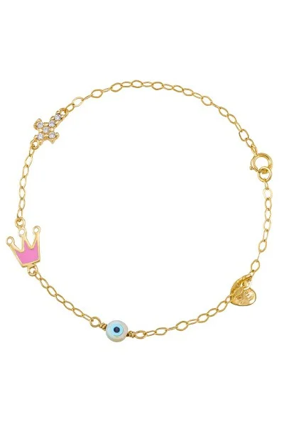 Βραχιόλι Χρυσό 9Κ Κορώνα Ματάκι