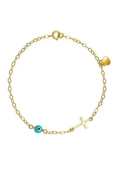 Βραχιόλι Χρυσό 9Κ Ματάκι Σταυρός