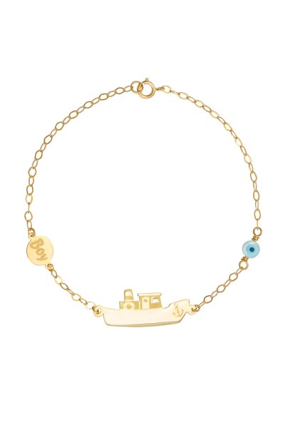 Βραχιόλι Χρυσό 9Κ Ταυτότητα Καράβι