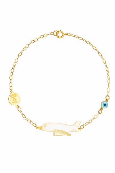 Βραχιόλι Χρυσό 9Κ Ταυτότητα Αεροπλάνο