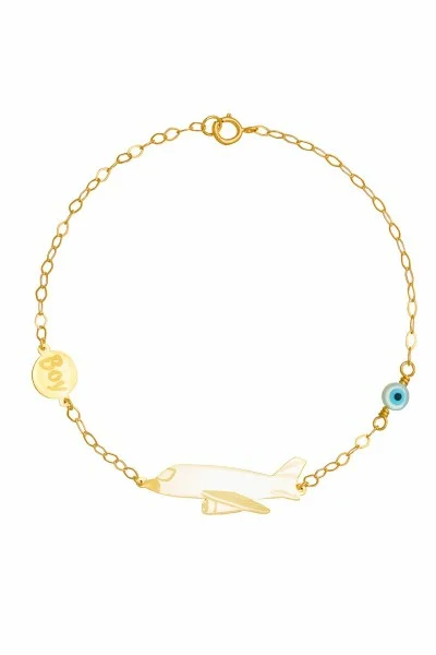 Βραχιόλι Χρυσό 9Κ Ταυτότητα Αεροπλάνο