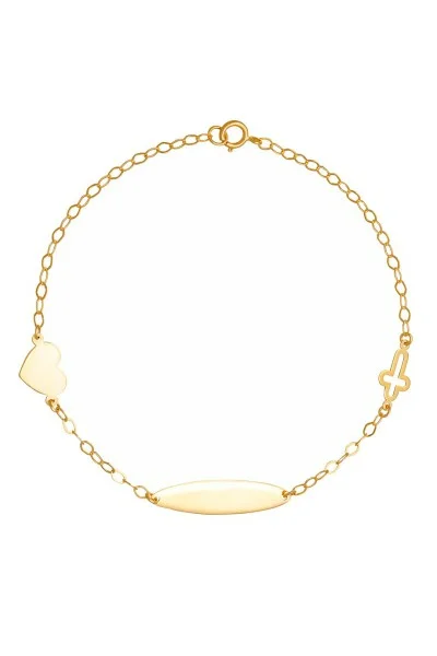 Βραχιόλι Χρυσό 9Κ Ταυτότητα Καρδιά Λουστρέ