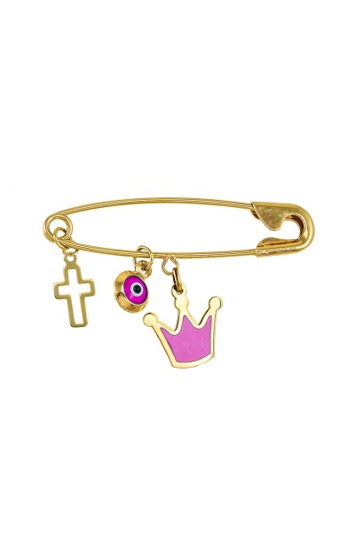 Παιδική Χρυσή 9Κ Παραμάνα Κορώνα Ροζ