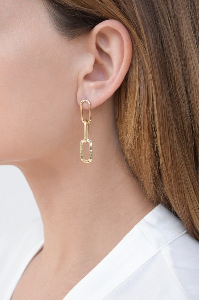 Σκουλαρίκι Χρυσό 14Κ Disco Long