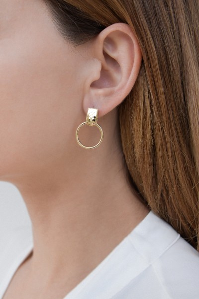 Σκουλαρίκι Χρυσό 14Κ Disco Circle