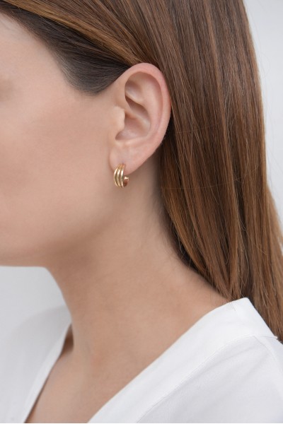 Σκουλαρίκι Χρυσό 14Κ Κρίκος Triple Shine