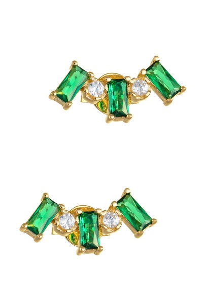 Σκουλαρίκι Χρυσό 14Κ Cubes It Green Σμαράγδι