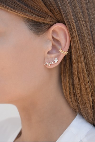 Σκουλαρίκι Χρυσό 14Κ Cubes It White