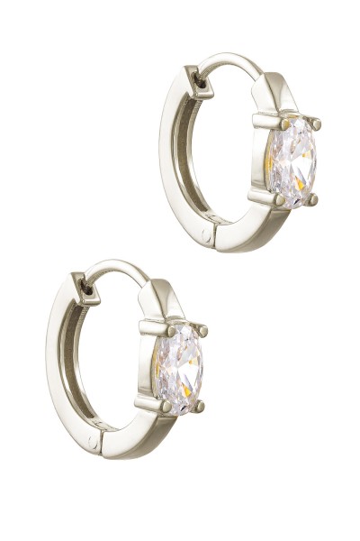 Σκουλαρίκι Λευκόχρυσο 14Κ Κρίκος White Dot