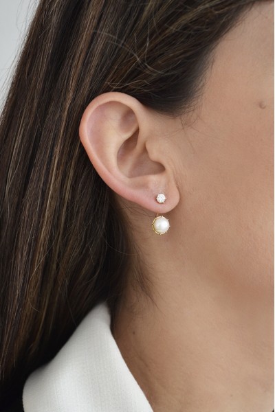 Σκουλαρίκι Μονό Χρυσό 14Κ Lady Pearl