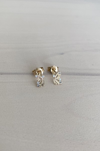 Σκουλαρίκι Χρυσό 14Κ Πεταλούδα Ζιργκόν