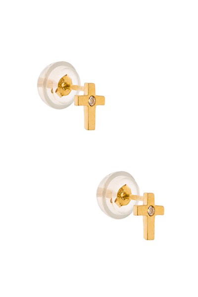 Σκουλαρίκι Χρυσό 14Κ Σταυρός Λουστρέ