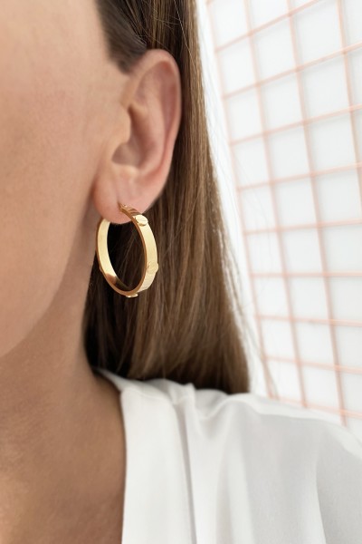 Σκουλαρίκι Χρυσό 14Κ Κρίκος Eternal Τετράγωνος