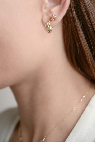 Σκουλαρίκι Χρυσό 14Κ Κρίκος Πλεξούδα Small 4920