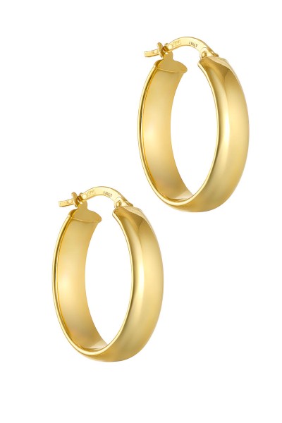 Σκουλαρίκι Χρυσό 14Κ Κρίκος Οβάλ Λουστρέ 2.5cm