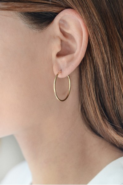 Σκουλαρίκι Χρυσό 14Κ Κρίκος 3cm