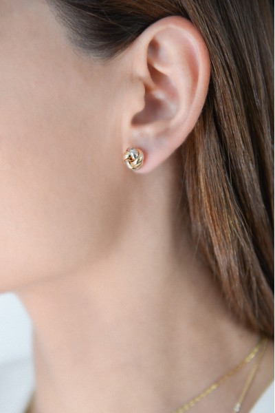 Σκουλαρίκι Χρυσό 14Κ Πλεξούδα Δίχρωμη 5290