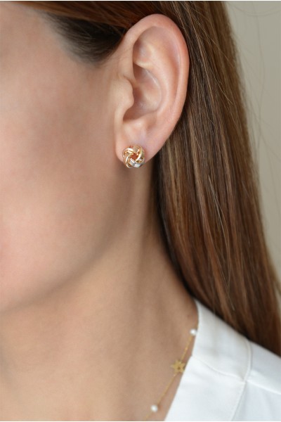 Σκουλαρίκι Χρυσό 14Κ Πλεξούδα Trinity 5459