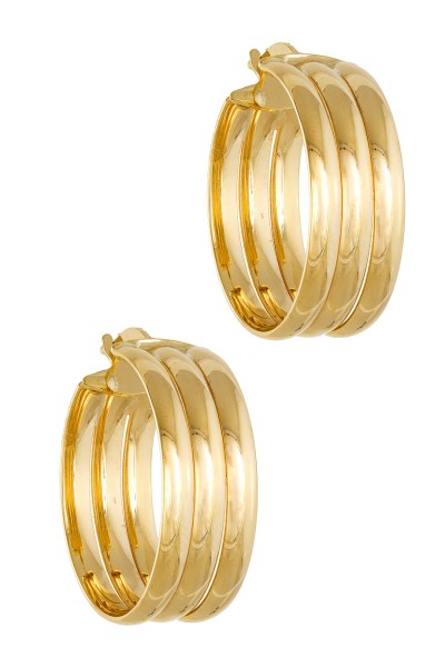 Σκουλαρίκι Χρυσό 14Κ Κρίκος Triple Shine