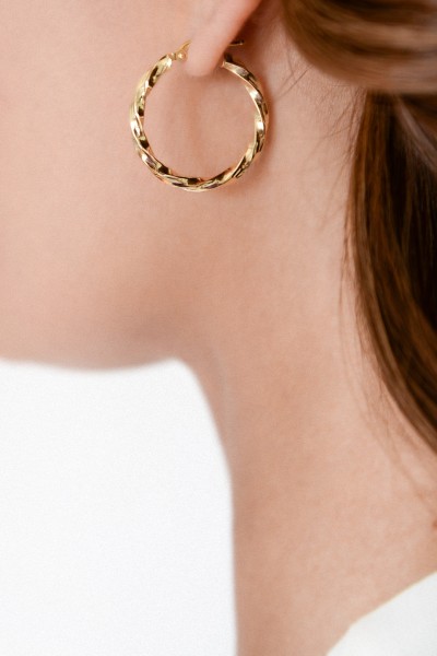 Σκουλαρίκι Χρυσό 14Κ Κρίκος Πλεξούδα 5712