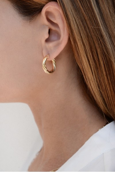 Σκουλαρίκι Χρυσό 14Κ Κρίκος Πλεξούδα 5751