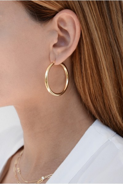 Σκουλαρίκι Χρυσό 14Κ Κρίκος Classic Χοντρός 4cm