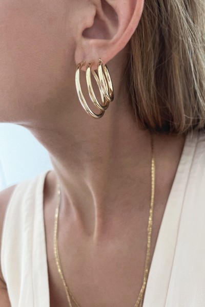 Σκουλαρίκι Χρυσό 14Κ Κρίκος Classic Χοντρός 3cm