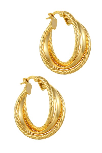 Σκουλαρίκι Χρυσό 14Κ Κρίκος Shiny Πλεξούδα 5884