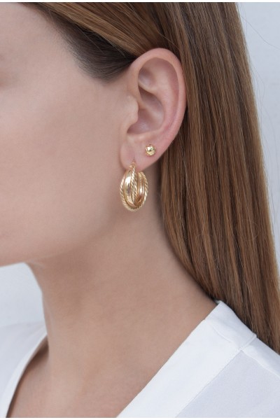 Σκουλαρίκι Χρυσό 14Κ Κρίκος Shiny Πλεξούδα 5884