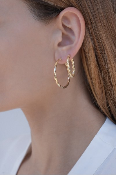 Σκουλαρίκι Χρυσό 14Κ Κρίκος Πλεξούδα 5931