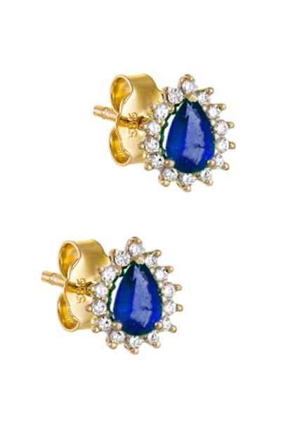 Σκουλαρίκι Χρυσό 14Κ Ροζέτα Ζαφείρι 6001