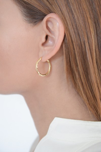 Σκουλαρίκι Χρυσό 14Κ Κρίκος Πλεξούδα 6060