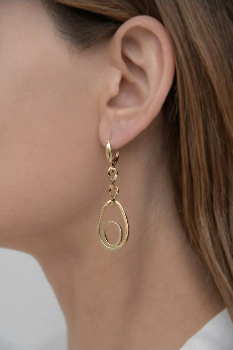 Σκουλαρίκι Χρυσό 14Κ Blogger Style Long 6206