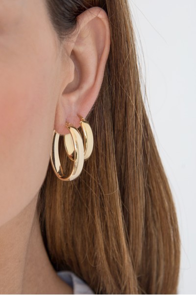 Σκουλαρίκι Χρυσό 14Κ Κρίκος Οβάλ Λουστρέ 3cm