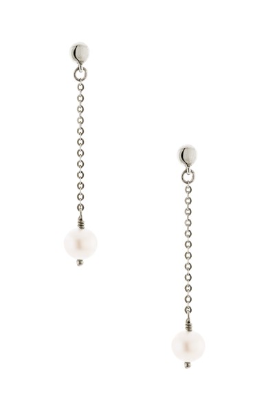 Σκουλαρίκι Λευκόχρυσο 14Κ Μαργαριτάρι Elite