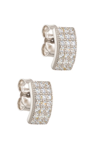 Σκουλαρίκι Λευκόχρυσο 14Κ Καρφωτό Πετράτο