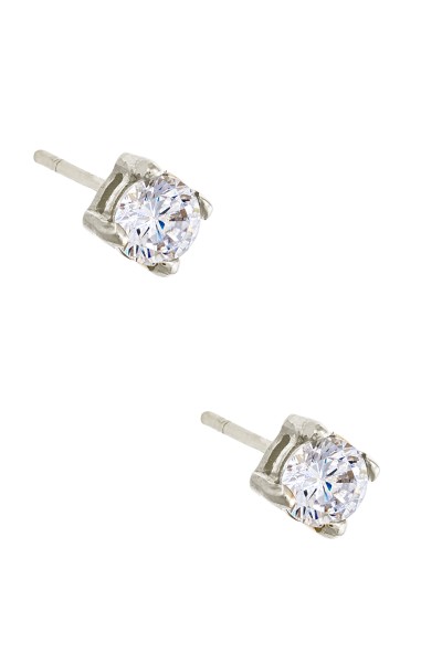 Σκουλαρίκι Λευκόχρυσο 14Κ Απλό 4mm