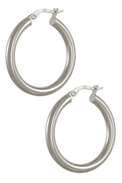 Σκουλαρίκι Λευκόχρυσο 14Κ Κρίκος 3.5cm