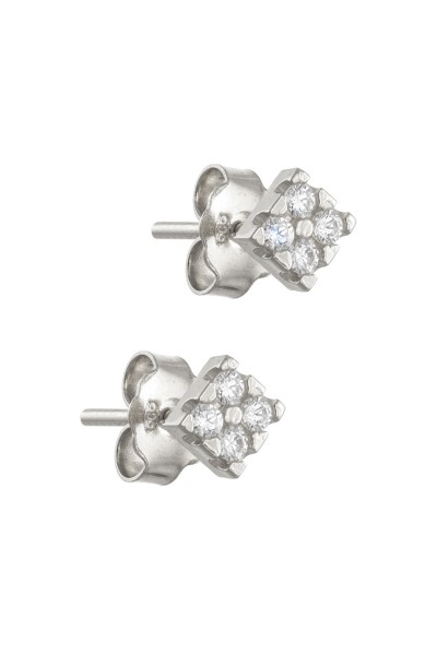 Σκουλαρίκι Λευκόχρυσο 14Κ Square It