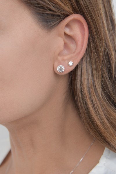 Σκουλαρίκι Essential Λευκόχρυσο 14Κ Απλό Μεγάλο 8mm