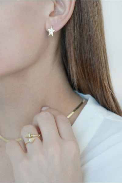 Σκουλαρίκι Χρυσό 14Κ Κρίκος Rock Star